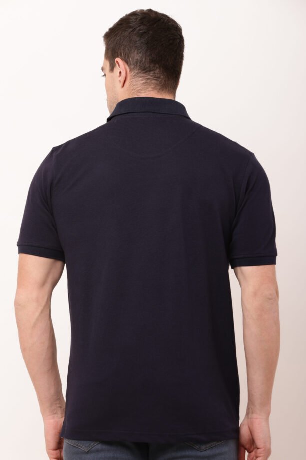 Men Black Solid Polo Neck T-shirt - Image 5